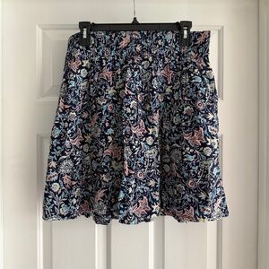 Old Navy Navy Floral Skater Skirt